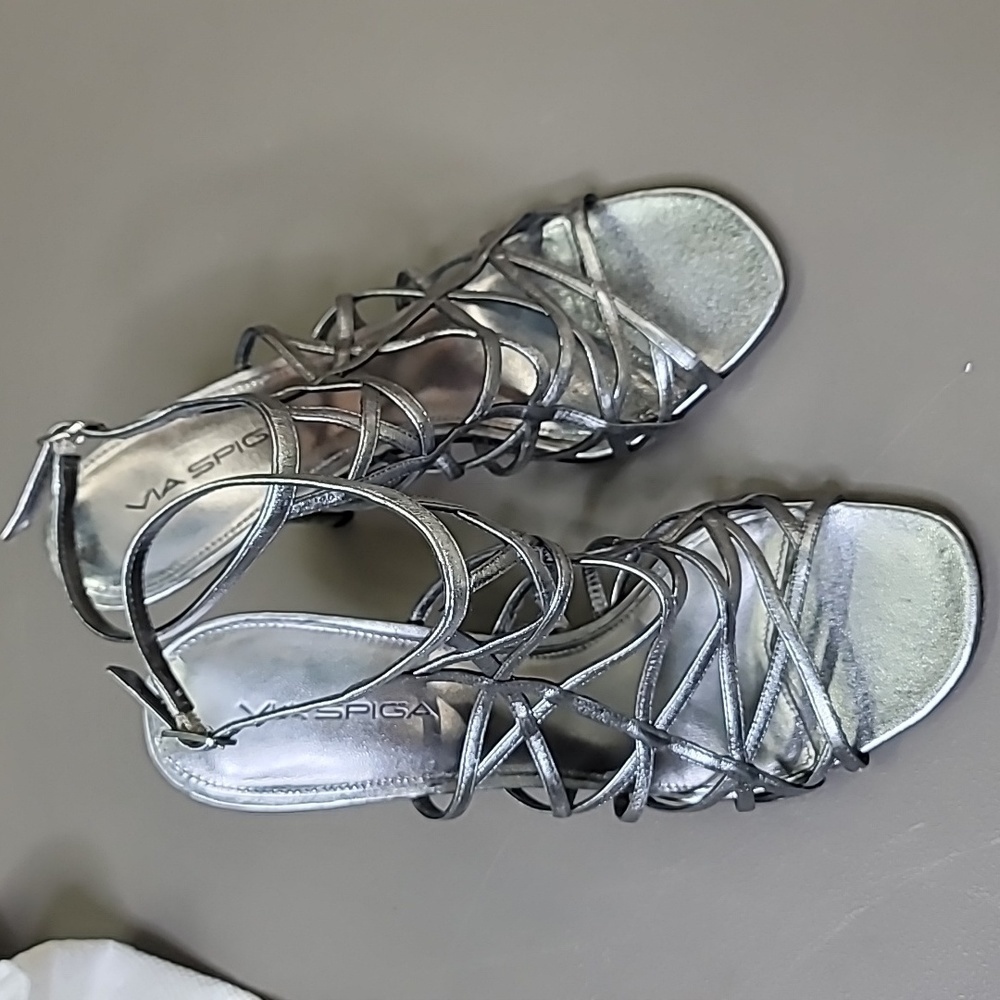 Via spiga silver leather Web Sandals